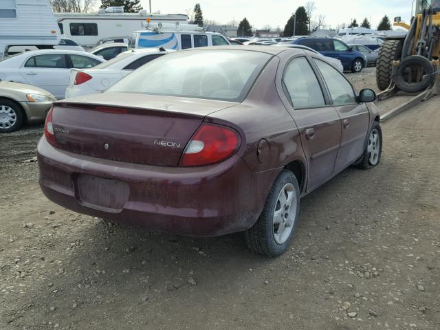 1B3ES46C12D611578 - 2002 DODGE NEON SE MAROON photo 4