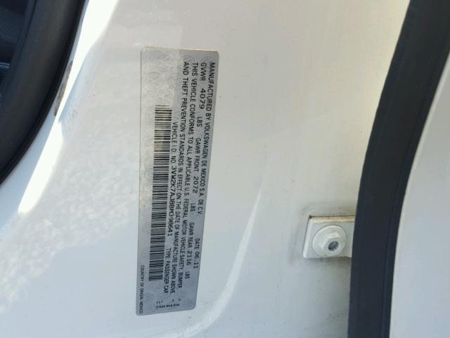 3VW2K7AJ8BM398641 - 2011 VOLKSWAGEN JETTA BASE 白色 照片 10