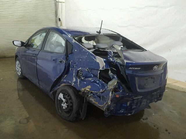 KMHCT4AE0GU044830 - 2016 HYUNDAI ACCENT SE BLUE photo 3