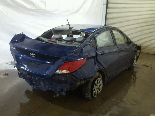 KMHCT4AE0GU044830 - 2016 HYUNDAI ACCENT SE BLUE photo 4