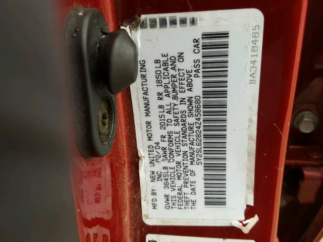 5Y2SL62824Z458680 - 2004 PONTIAC VIBE RED photo 10