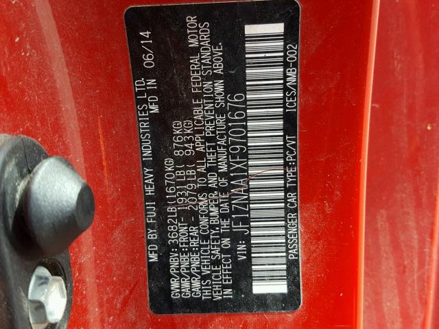 JF1ZNAA1XF9701676 - 2015 TOYOTA SCION FR-S წითელი ფოტო 10