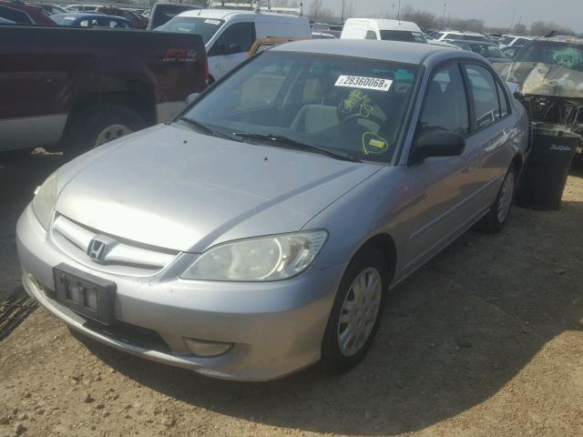 2HGES16555H584375 - 2005 HONDA CIVIC LX SILVER photo 2