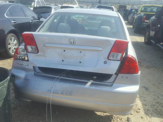 2HGES16555H584375 - 2005 HONDA CIVIC LX SILVER photo 9