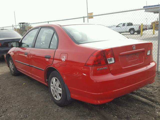 1HGES16395L021010 - 2005 HONDA CIVIC DX V RED photo 3