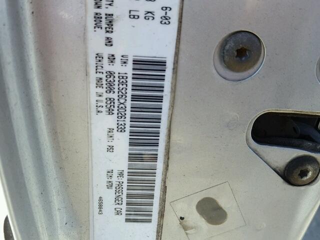 1B3ES26CX3D261339 - 2003 DODGE NEON SE SILVER photo 10