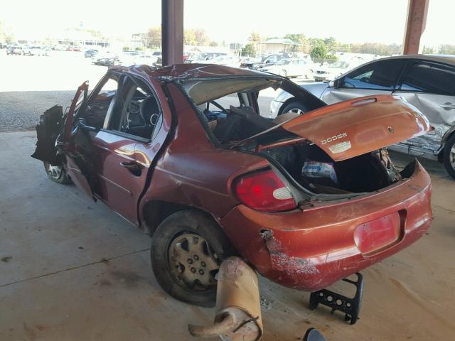 1B3ES46C6YD515776 - 2000 DODGE NEON BASE ORANGE photo 3