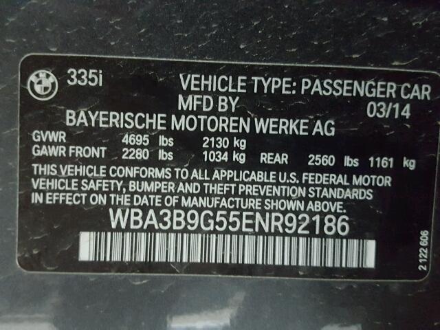 WBA3B9G55ENR92186 - 2014 BMW 335 XI Gri fotoğraf 10