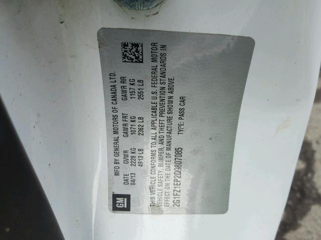 2G1FZ1EP2D9807085 - 2013 CHEVROLET CAMARO ZL1 白色 照片 10