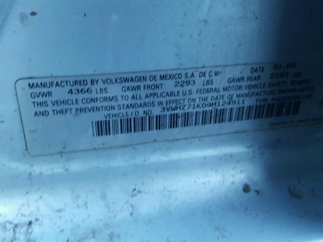 3VWHZ71K09M124911 - 2009 VOLKSWAGEN JETTA S 灰色 照片 10