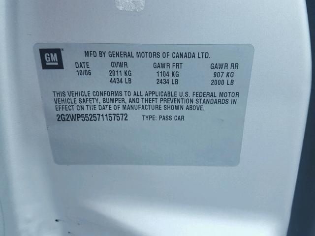 2G2WP552571157572 - 2007 PONTIAC GRAND PRIX GRAY photo 10