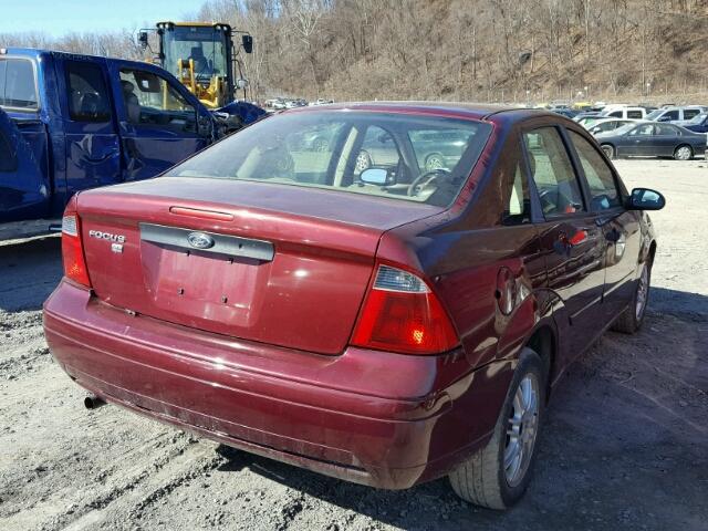 1FAFP34N67W288388 - 2007 FORD FOCUS ZX4 BURGUNDY photo 4