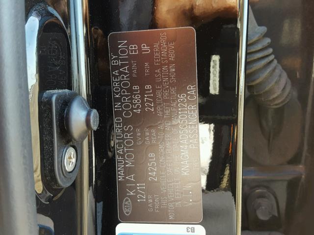 KNAGM4AD5C5011236 - 2012 KIA OPTIMA HYB BLACK photo 10