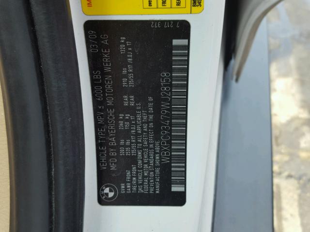 WBXPC93479WJ28158 - 2009 BMW X3 XDRIVE3 WHITE photo 10