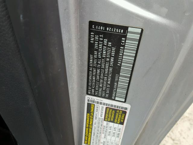 WVWAB7AJ8AW110923 - 2010 VOLKSWAGEN GOLF 灰色 照片 10