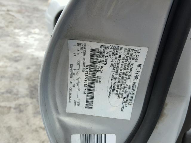 1FAFP552X4G181608 - 2004 FORD TAURUS SES SILVER photo 10