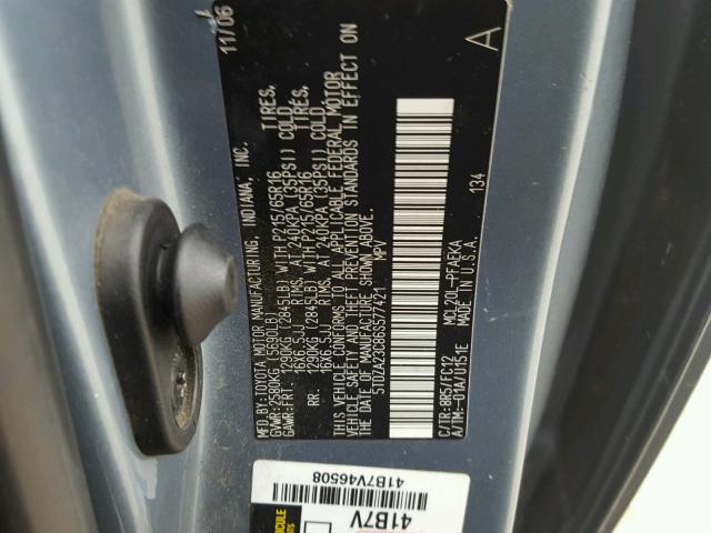 5TDZA23C86S577421 - 2006 TOYOTA SIENNA CE BLUE photo 10