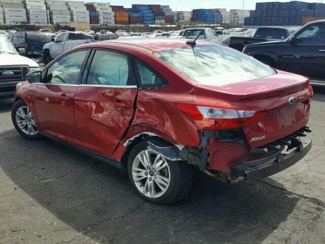 1FAHP3H29CL210434 - 2012 FORD FOCUS SEL RED photo 3