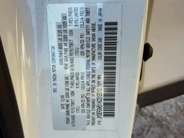 JM3ER2W51A0319510 - 2010 MAZDA CX-7 WHITE photo 10