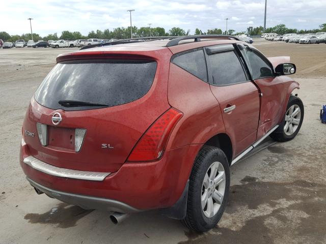 JN8AZ08T97W507127 - 2007 NISSAN MURANO SL MAROON photo 4