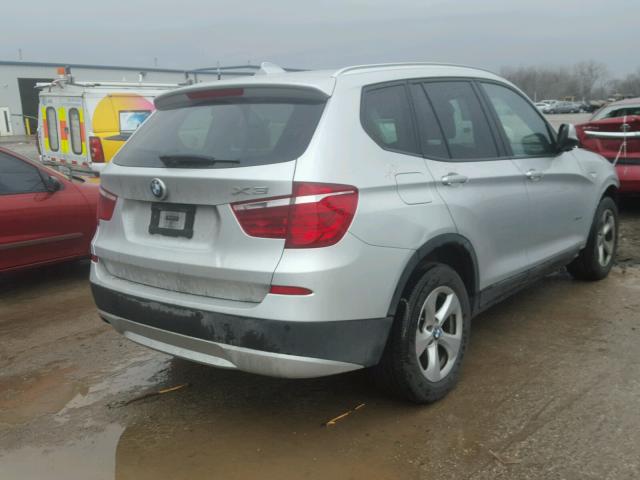 5UXWX5C51BL700409 - 2011 BMW X3 XDRIVE2 SILVER photo 4