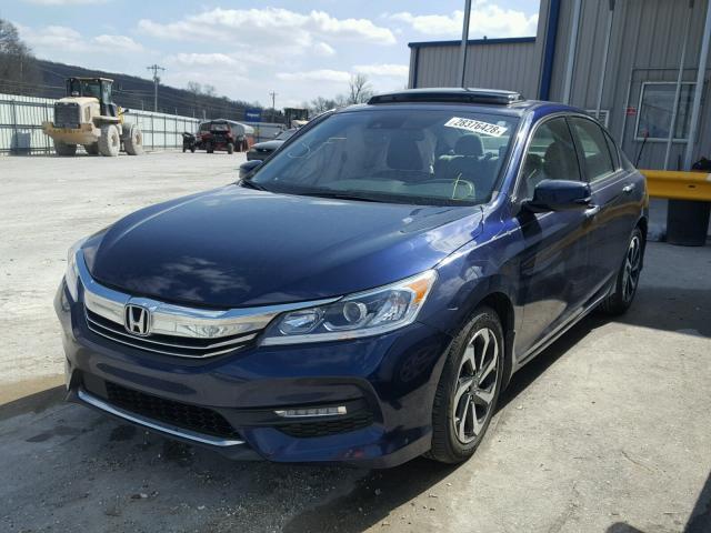 1HGCR2F08GA053721 - 2016 HONDA ACCORD EX BLUE photo 2