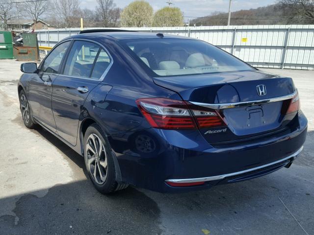 1HGCR2F08GA053721 - 2016 HONDA ACCORD EX BLUE photo 3