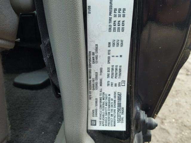 1GCDT29E888188587 - 2008 CHEVROLET COLORADO L BLACK photo 10