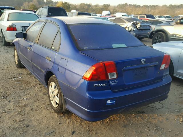 1HGES16424L017629 - 2004 HONDA CIVIC DX BLUE photo 3