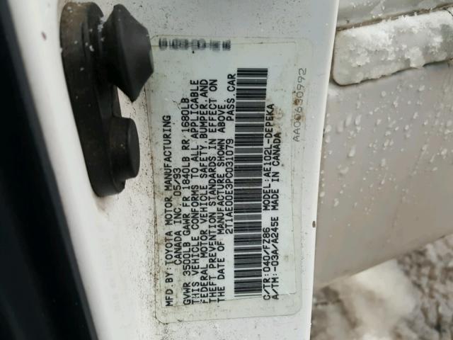 2T1AE00E3PC031079 - 1993 TOYOTA COROLLA LE 白色 照片 10