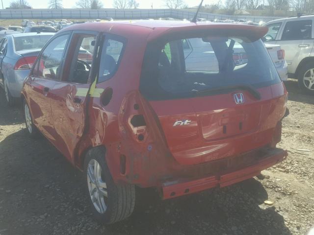 JHMGD38667S051433 - 2007 HONDA FIT S RED photo 3