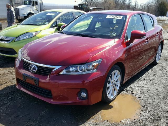 JTHKD5BH4B2018035 - 2011 LEXUS CT 200 RED photo 2