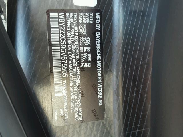 WBY2Z2C59GV675505 - 2016 BMW I8 WHITE photo 10