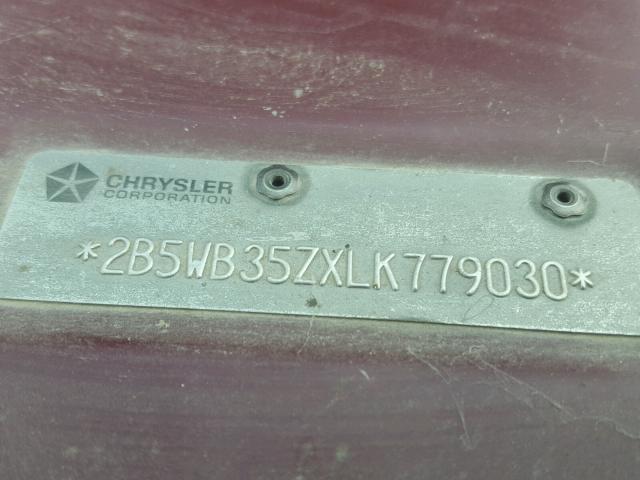 2B5WB35ZXLK779030 - 1990 DODGE RAM WAGON MAROON photo 10