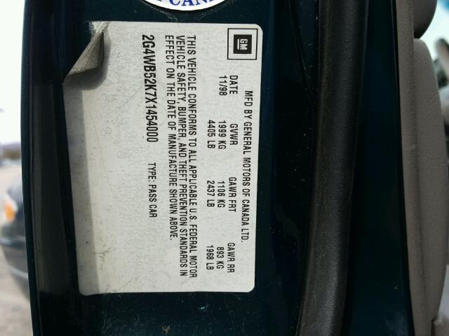 2G4WB52K7X1454000 - 1999 BUICK REGAL LS GREEN photo 10