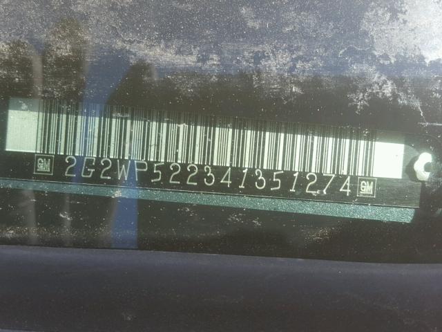 2G2WP522341351274 - 2004 PONTIAC GRAND PRIX CHARCOAL photo 10