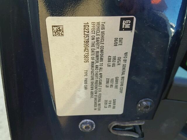 1G2ZJ57B994273876 - 2009 PONTIAC G6 BLUE photo 10