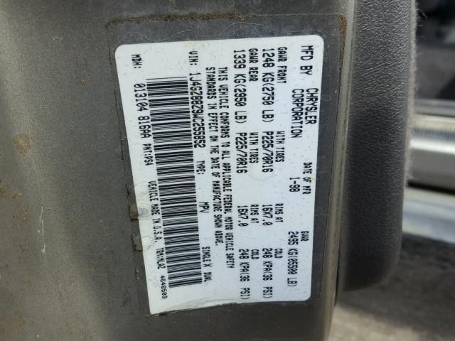 1J4GZ88Z9WC255852 - 1998 JEEP GRAND CHER GRAY photo 10