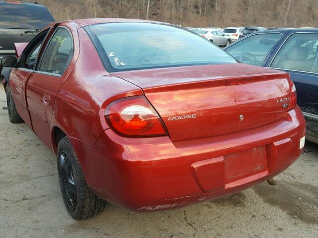 1B3ES56CX5D108688 - 2005 DODGE NEON SXT RED photo 3