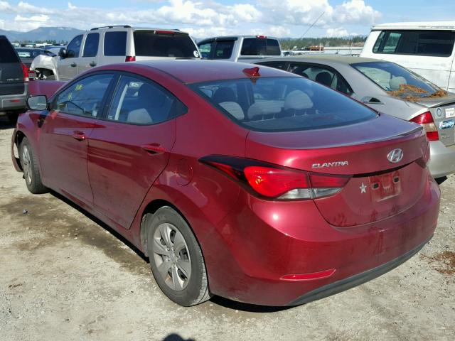 5NPDH4AE6GH768655 - 2016 HYUNDAI ELANTRA SE RED photo 3