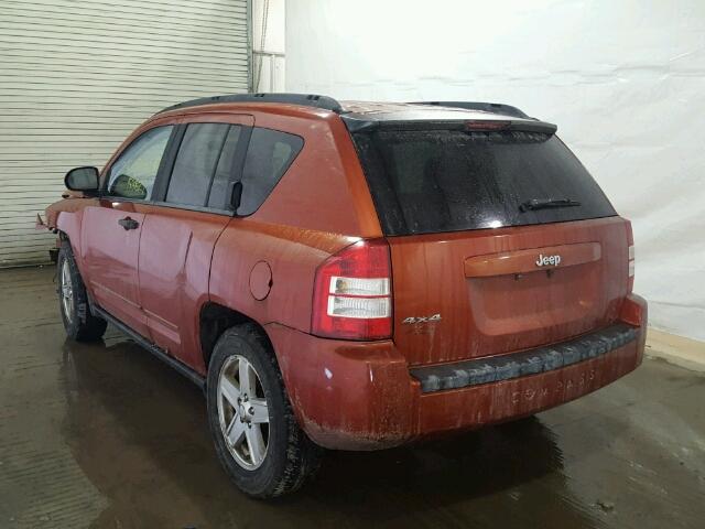 1J8FF47W08D634013 - 2008 JEEP COMPASS SP ORANGE photo 3