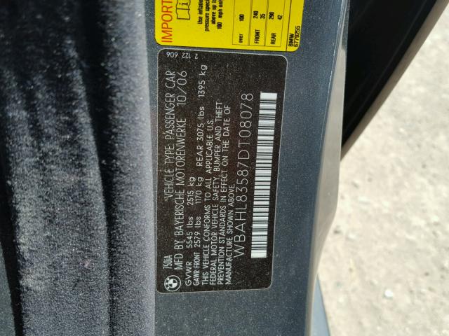 WBAHL83587DT08078 - 2007 BMW 750 I BLACK photo 10