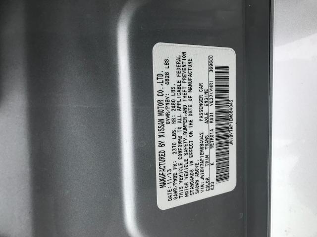 JN1BV7AP1EM684042 - 2014 INFINITI Q50 BASE SILVER photo 10