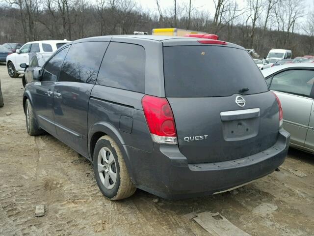 5N1BV28U87N100613 - 2007 NISSAN QUEST S GRAY photo 3