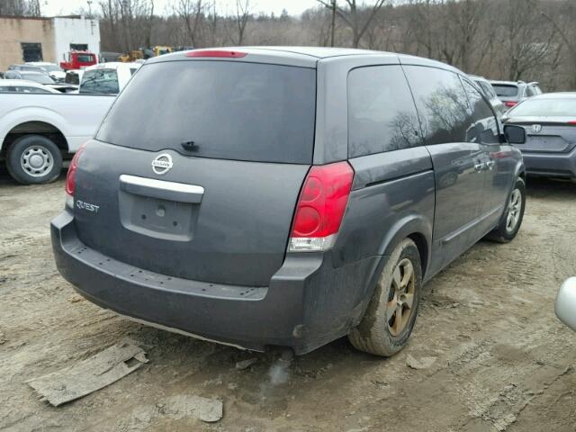 5N1BV28U87N100613 - 2007 NISSAN QUEST S GRAY photo 4