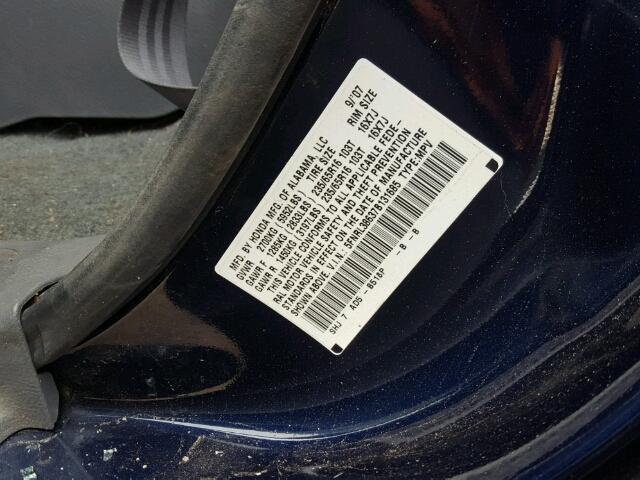 5FNRL38637B131685 - 2007 HONDA ODYSSEY EX BLUE photo 10