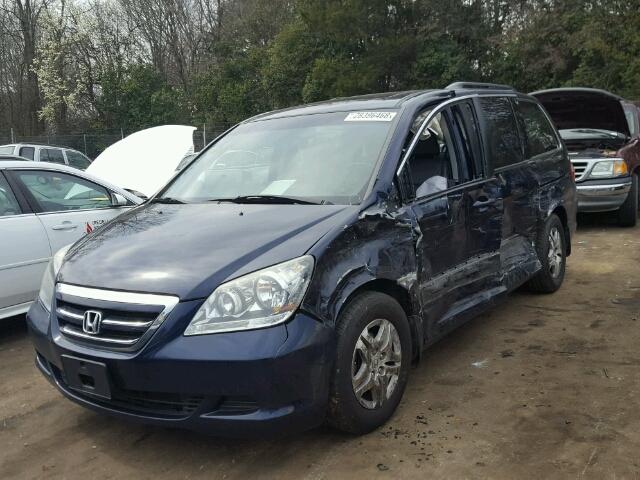 5FNRL38637B131685 - 2007 HONDA ODYSSEY EX BLUE photo 2