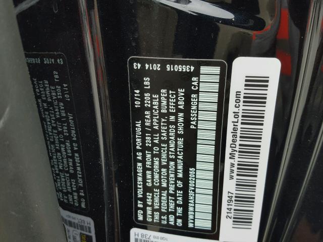 WVWBW8AH3FV002055 - 2015 VOLKSWAGEN EOS KOMFOR 黑色 照片 10