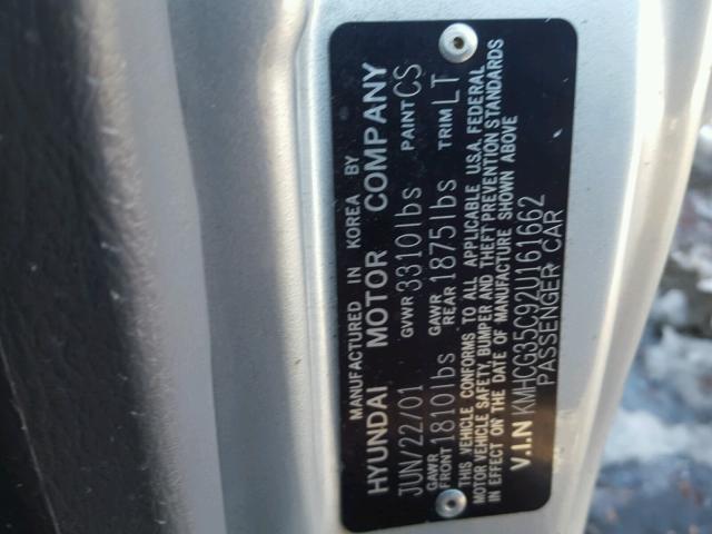 KMHCG35C92U161662 - 2002 HYUNDAI ACCENT GS SILVER photo 10