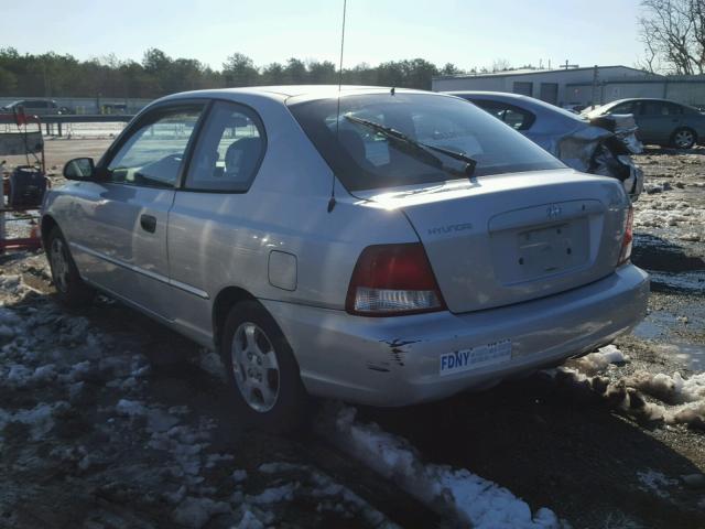 KMHCG35C92U161662 - 2002 HYUNDAI ACCENT GS SILVER photo 3